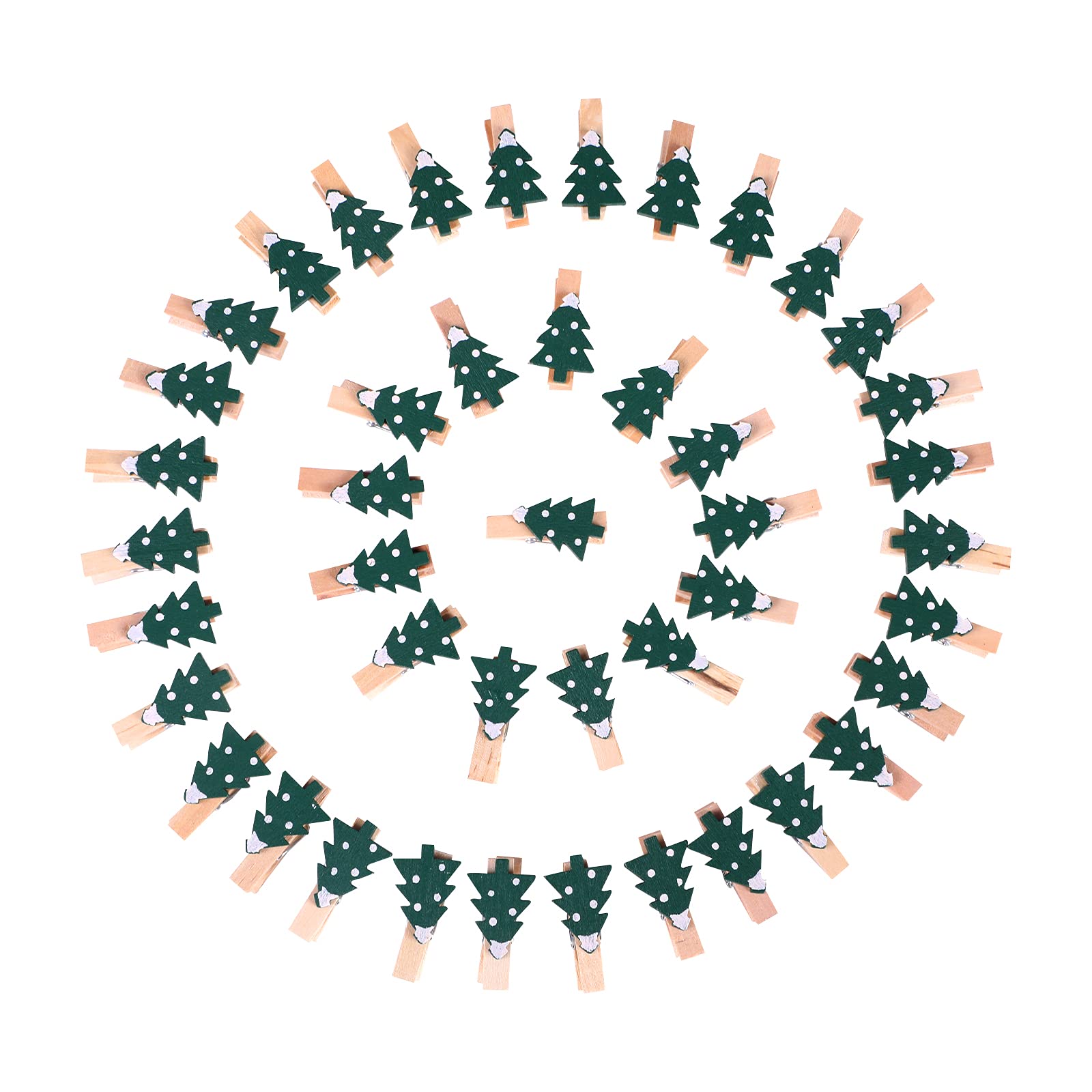 50pcs Christmas Wood Clothespins for Crafts, DIY Cards, Photo Displays & Holiday Decorations - Green Christmas Tree Design - Perfect for Scrapbooking, Gift Wrapping & Party Favors