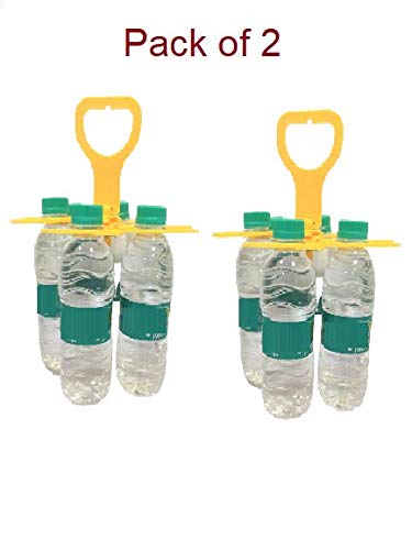 Milestouch - 2 Pack Heavy Duty Bottle Carrier Holder for Up to 6 Bottles & 6L Capacity - Durable Multi-Purpose Beverage Transport (Made in India) - Perfect for Grocery Shopping, Picnics, Camping & Beach Trips