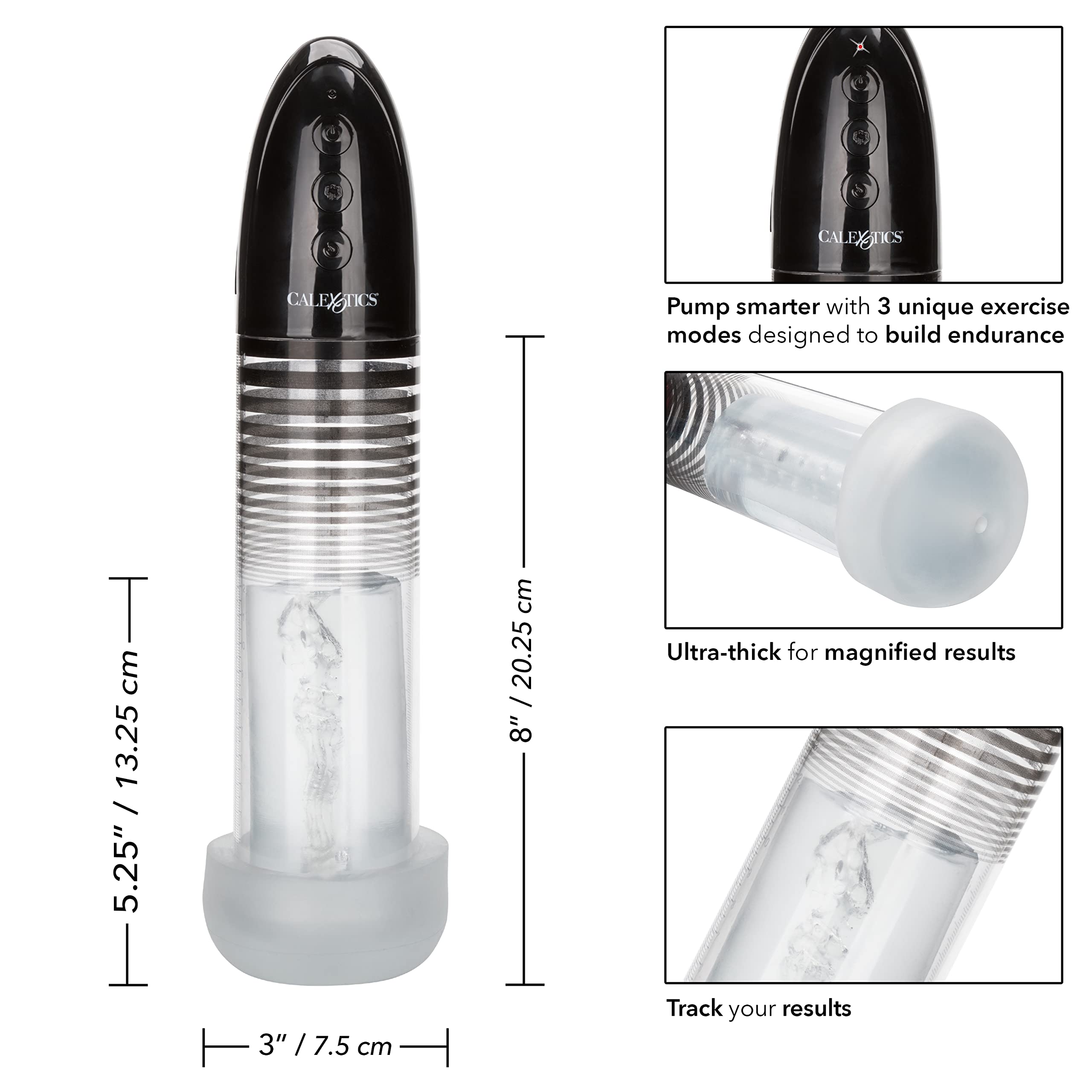 CalExotics Optimum Series Automatic Smart Pump – Male Enhancement Penis Pump with Silicone Stroker Sleeve – Adult Sex Toy for Men – Clear – Enhance Performance & Pleasure in Bedroom & Solo Play