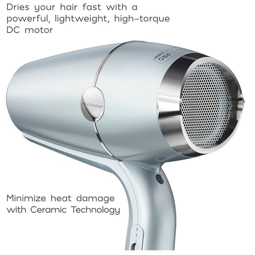 InfinitiPRO Conair 910C Smoothwrap Hair Dryer - Professional Ionic Ceramic Styler for Frizz-Free Shine | Perfect for Home & Salon Use, Travel-Friendly Hair Care Solution