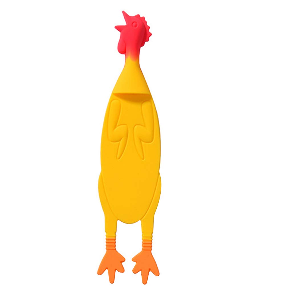 NUOBESTY Funny Screaming Chicken Bookmark - Plastic Animal Corner Bookmarks for Kids, Book Lovers & Gifts - Unique Novelty Reading Accessories for Children's Books, Gifts & School Supplies