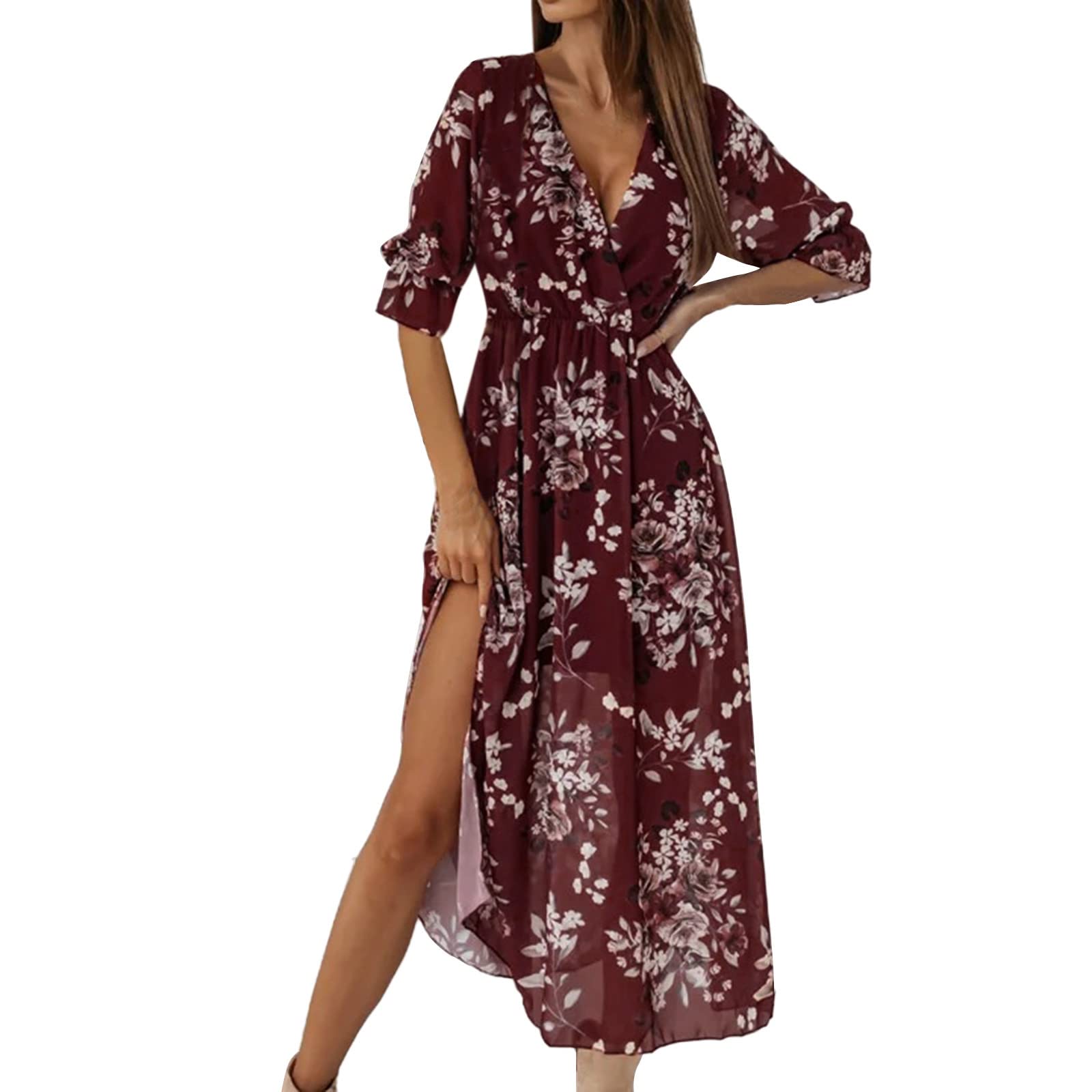 Plus Size Summer Casual Dresses for Women - Knee-Length Wrap Dress for Bridesmaid, Cocktail & Swing Party | Perfect for Beach Vacations, Weddings & Date Nights