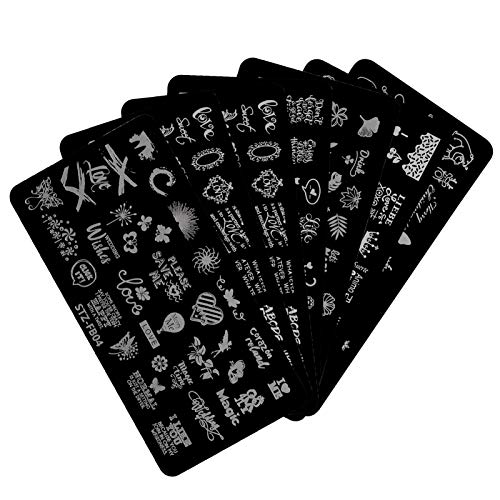 OSALADI 6Pcs Christmas Nail Art Stamping Plates Kit - DIY Nail Stamp Templates for Manicure Salon & Home Nail Design (Style A) - Perfect for Holiday Parties, Gift Giving & Festive Nail Decorations