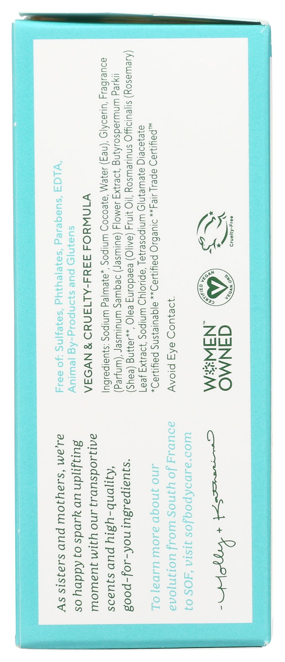 French Milled Vegetable Oval Bar Soap with Organic Shea Butter & Blooming Jasmine - 6oz | Luxurious Hand & Body Soap for Spa-Like Bath Experience | South of France Inspired