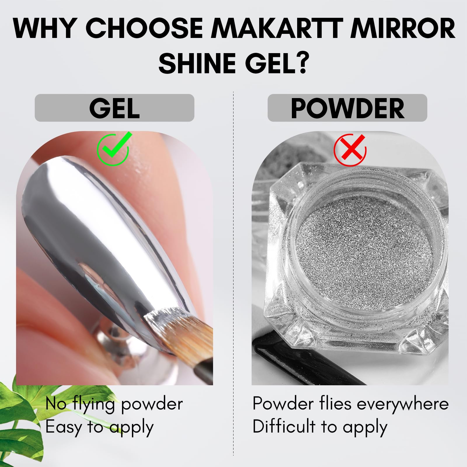 Makartt Super Strong Nail Rhinestone Glue - 8ml Mirror Shine UV/LED Gel for Nail Art | Perfect for Rhinestone Application, Metallic Silver Designs & Professional Salon Use