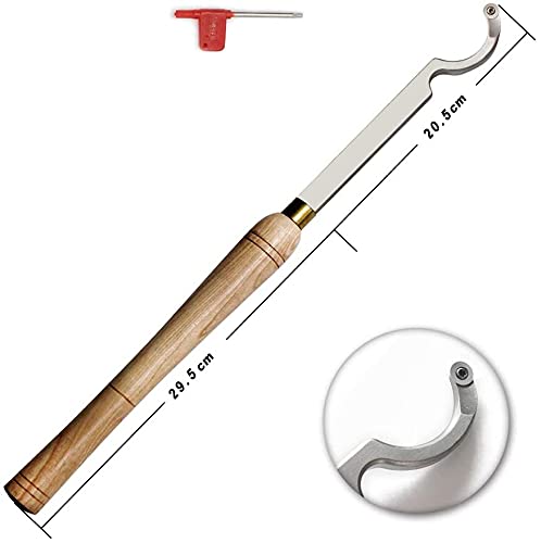 Premium Carbide Tipped Wood Turning Tools Lathe Set - Finisher, Rougher, Detailer & Swan Neck Hollower with Solid Wood Handle (Includes Diamond/Round/Square Carbide Inserts) - Perfect for Woodturning, DIY Projects & Professional Woodworking