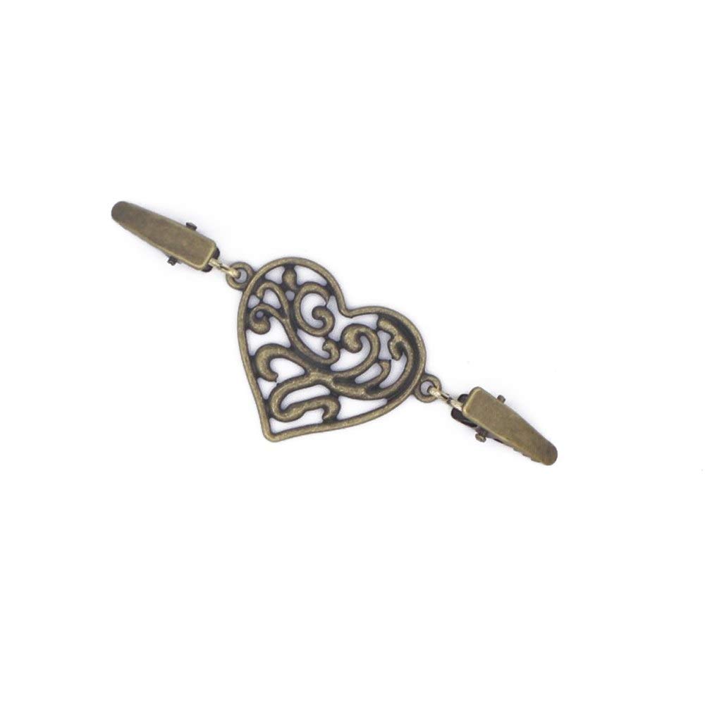 Vintage Heart-Shaped Brooch Pin for Women - Alloy Cardigan Clip, Shawl & Sweater Accessory - Elegant Fashion Jewelry for Dresses, Scarves & Coats