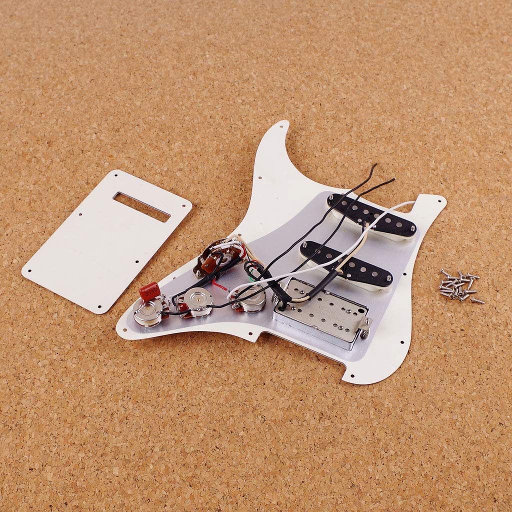 Alnicov Prewired Guitar Pickguard with SSH Dual Rail Humbucker Pickups - White Replacement Pickguard for Strat/ST Electric Guitars | Perfect for Rock, Blues & Studio Recording