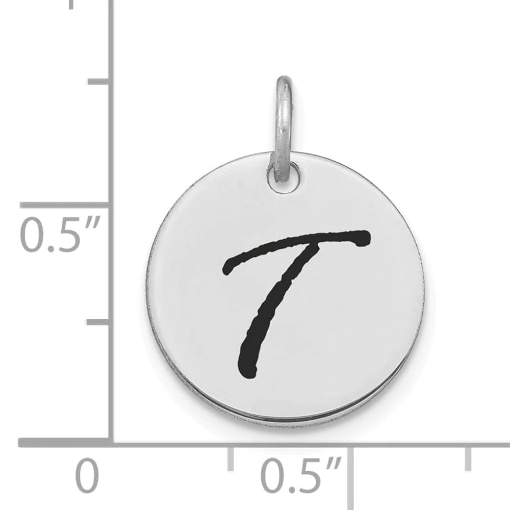 14K White Gold Rhodium-Plated Black Epoxy Letter 