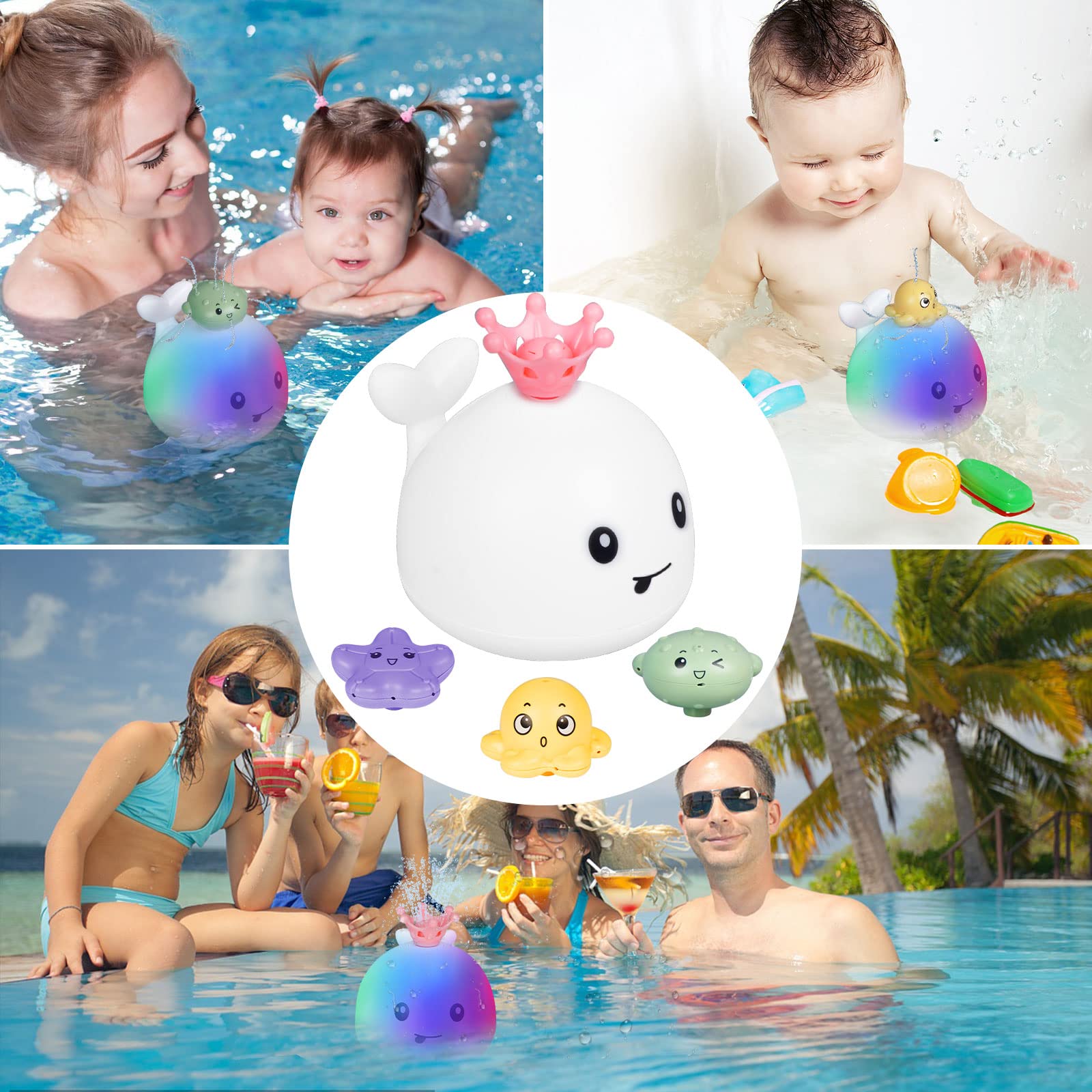 Whale Bath Toy Automatic Spray Light Up Water Baby Bath Toy, Induction Sprinkler Bathtub Shower Toys for Toddlers Infants Kids, Pool Shower Bathroom Toys Spray Water Baby Toy for Fun Bath Time and Learning Play