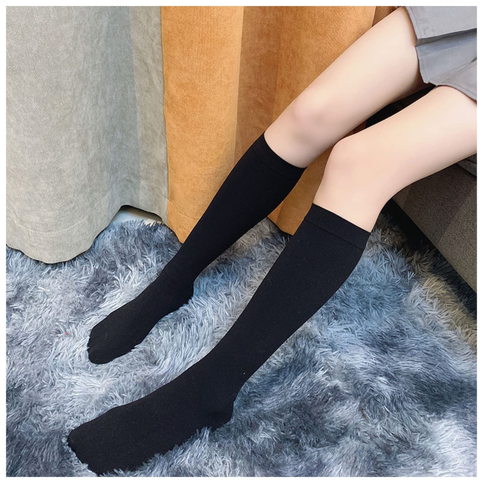 Sexy Fishnet Stockings for Women - Black & White Striped Over The Knee Thigh High Socks - Warm & Comfortable Long Stockings for Girls & Ladies - Perfect for Cosplay, Halloween, Parties & Night Out
