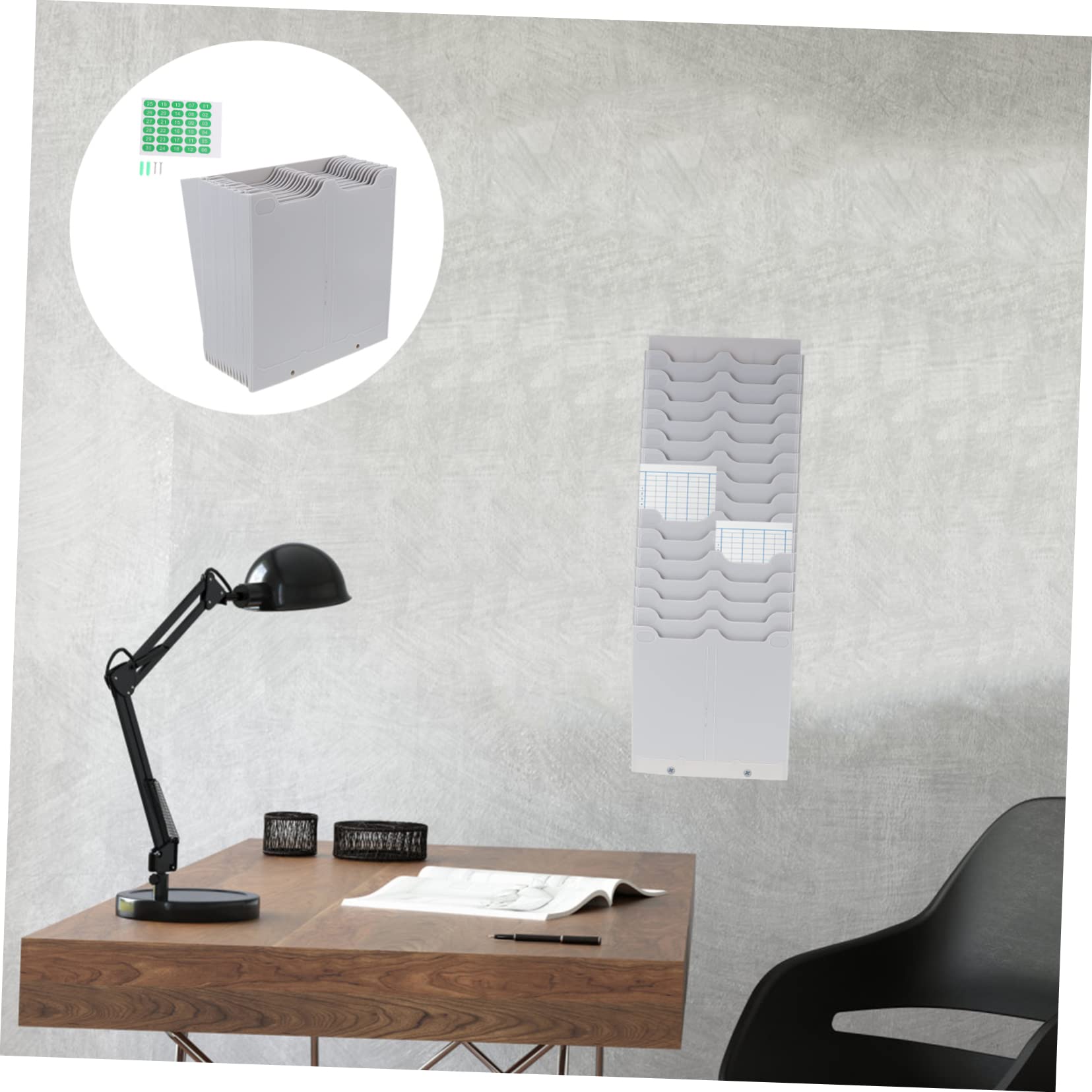 STOBOK Wall Mounted Retractable Time Card Holder - 30 Pocket Slots for Office, Warehouse & Storage Organization - Perfect for Attendance Tracking, Wedding Cards & Document Display
