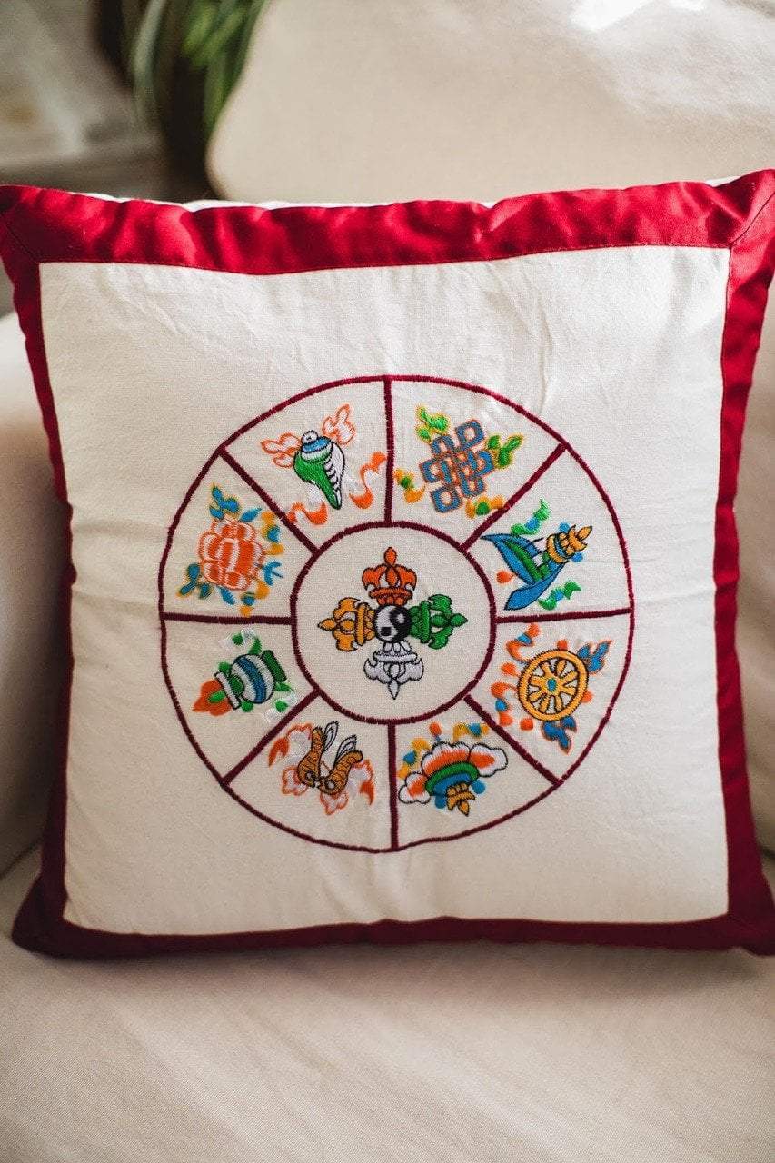 8 Auspicious Pillow - Lucky Decorative Throw Pillow for Home, Bedroom, Sofa | Feng Shui Cushion for Good Fortune & Positive Energy | Perfect for Living Room Decor, Meditation Space & Gift Giving
