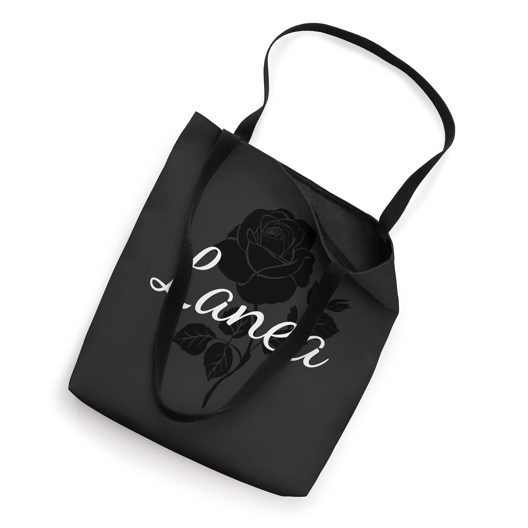 Custom Black Rose Gray Floral Personalized Tote Bag - Lanea - Unique Gift for Women, Mom, Friends - Perfect for Shopping, Beach, Work & Travel