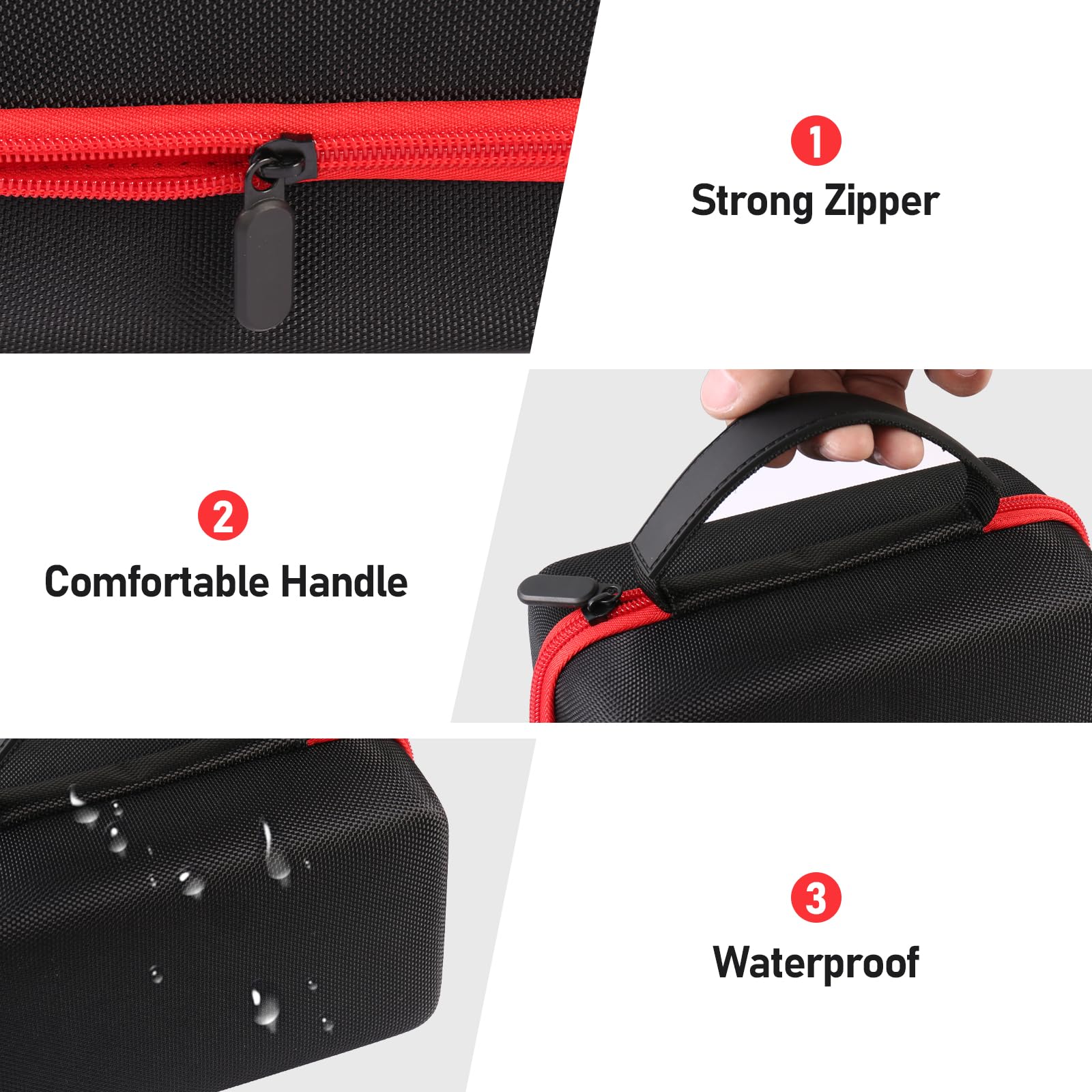 Portable Air Compressor Storage Case for Airmoto Tire Inflator - 120 PSI Air Pump Accessories Organizer with Car Tire Pressure Gauge (150 PSI) - Fits Air Hose & Connectors - Durable Black+Red Zipper Box - Perfect for Road Trips, Emergency Car Maintenance & Garage Organization
