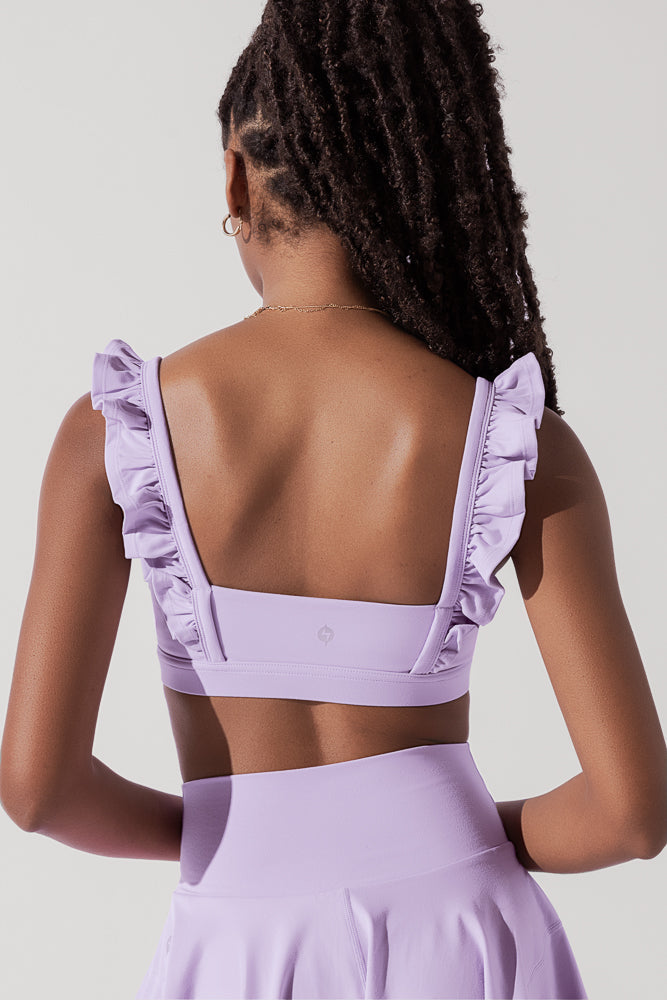 Romantic Ruffle Lace Bra - Digital Lavender Lingerie Set for Women | Comfortable & Sexy Underwear for Date Night & Special Occasions