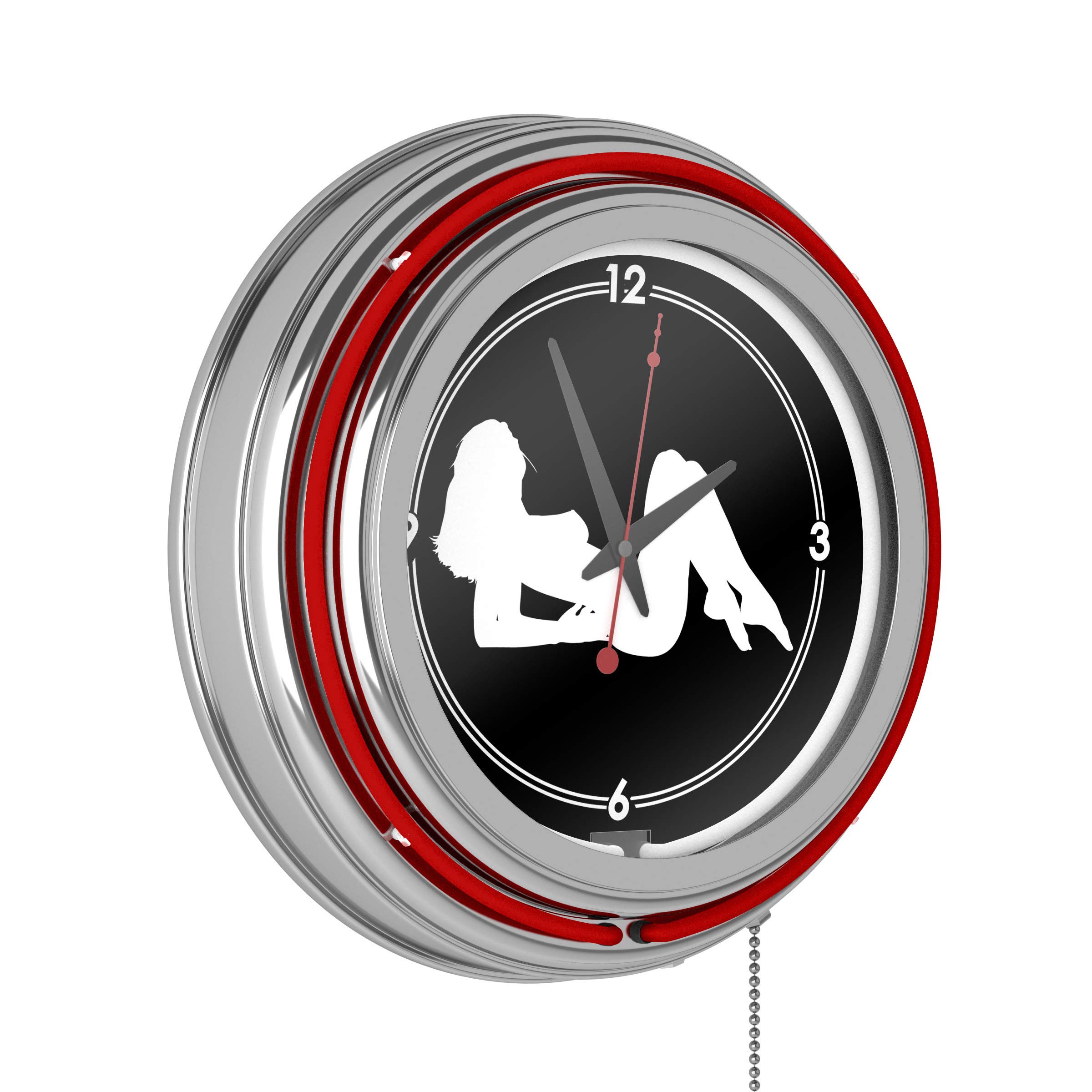 Shadow Babes Series - Red Neon Ring Clock with Dual Illuminated Rings - Perfect for Bedroom, Gaming Room & Retro Decor