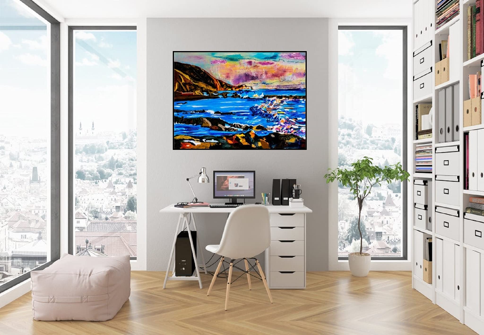 Sunset Oil Painting - Maui Sunset Art Print - Seascape Canvas Wall Decor - Abstract Hawaii Sunset Giclee Print (24x30 Inches) - Perfect for Living Room, Bedroom & Office Decor