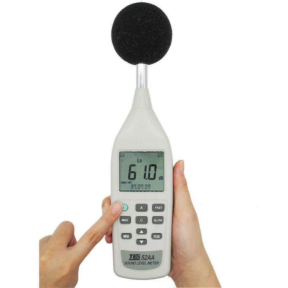 TES-52AA Digital Sound Level Meter - Portable Handheld Noise Meter 26dB to 130dB Range, Decibel Tester for Home, Workplace & Industrial Noise Measurement (Ideal for Factories, Construction Sites & Office Environments)