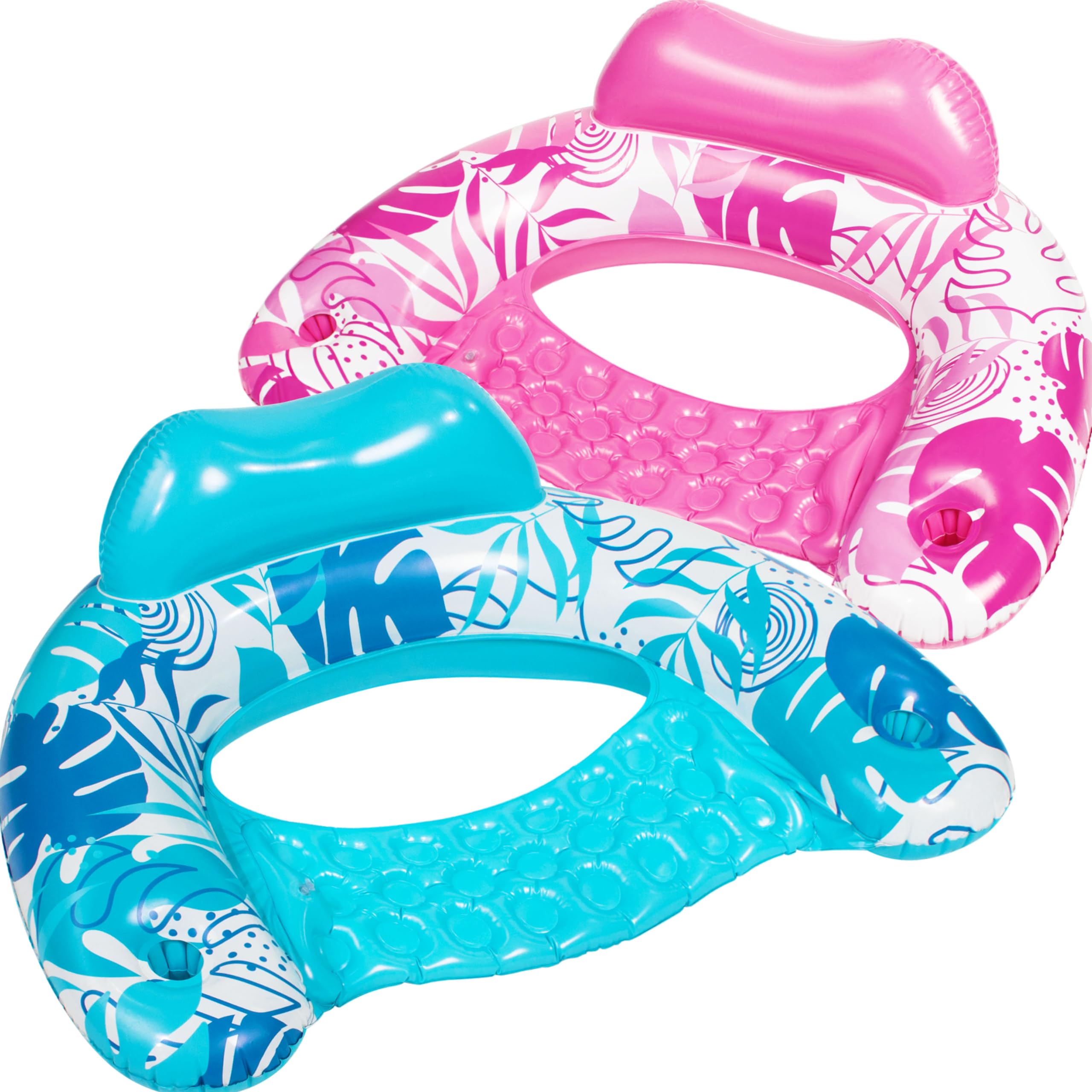 **SLOOSH 2-Pack Inflatable Pool Floats for Adults - Floating Chairs with Cup Holders, Blow Up Hammock Noodle Mat - Summer Water Fun for Pool, Beach, and Swimming Parties**    *(Use Cases: Perfect for relaxing by the pool, floating in the ocean, or lounging at summer parties with friends and family.)*