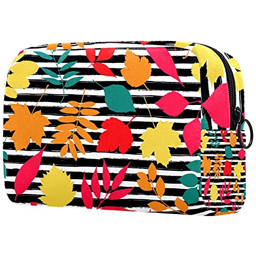 Portable Travel Makeup Train Case - Professional Cosmetic Organizer with Brush Storage for Makeup Artists | Perfect for Toiletries, Jewelry & Accessories | Fall Leaf Design for Autumn Travel & Professional Use