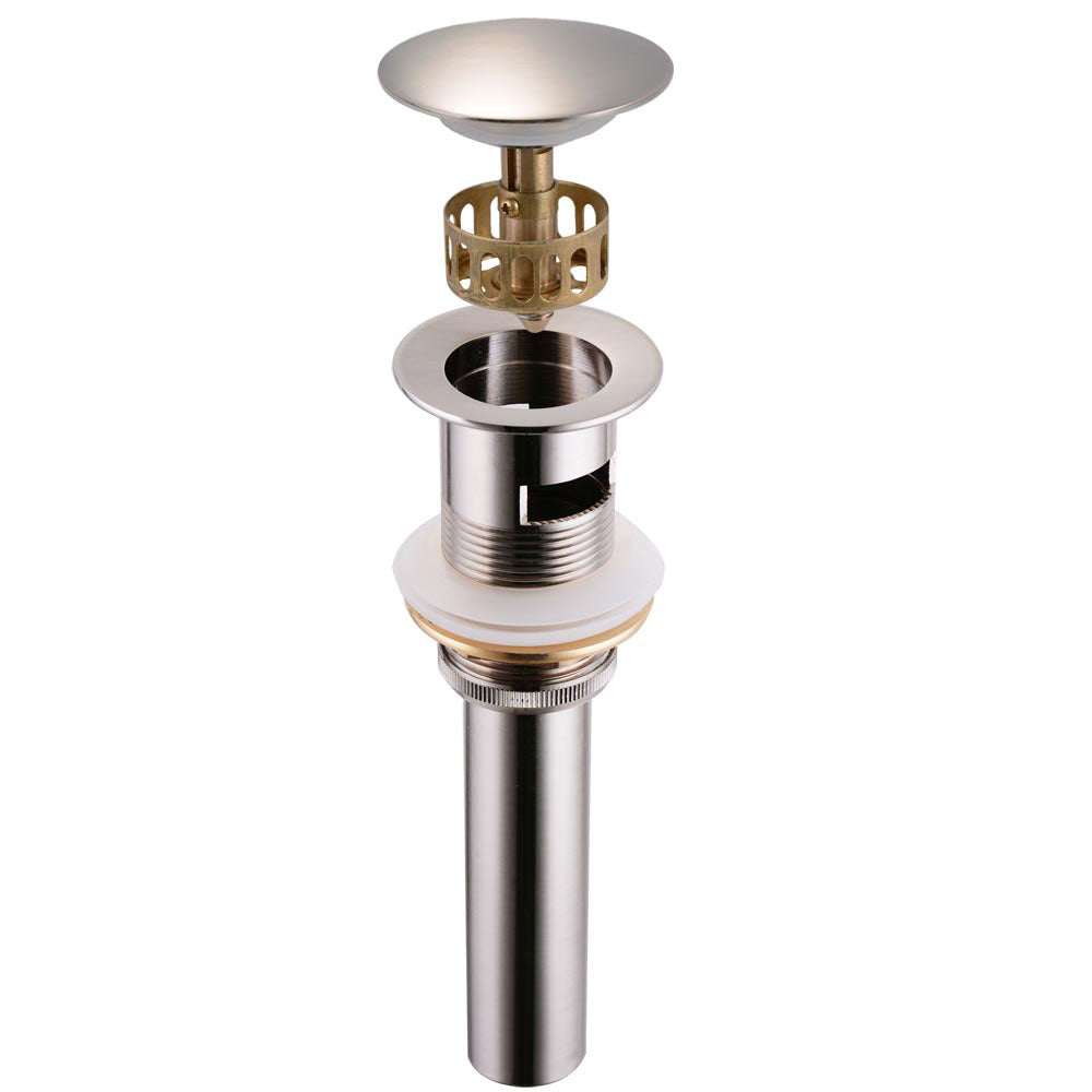 TheLAShop 1-5/8 Inch Brushed Nickel Sink Pop-Up Drain with Overflow & Tray - Perfect for Bathroom Vanity, Kitchen Sink, and Utility Sink Installation