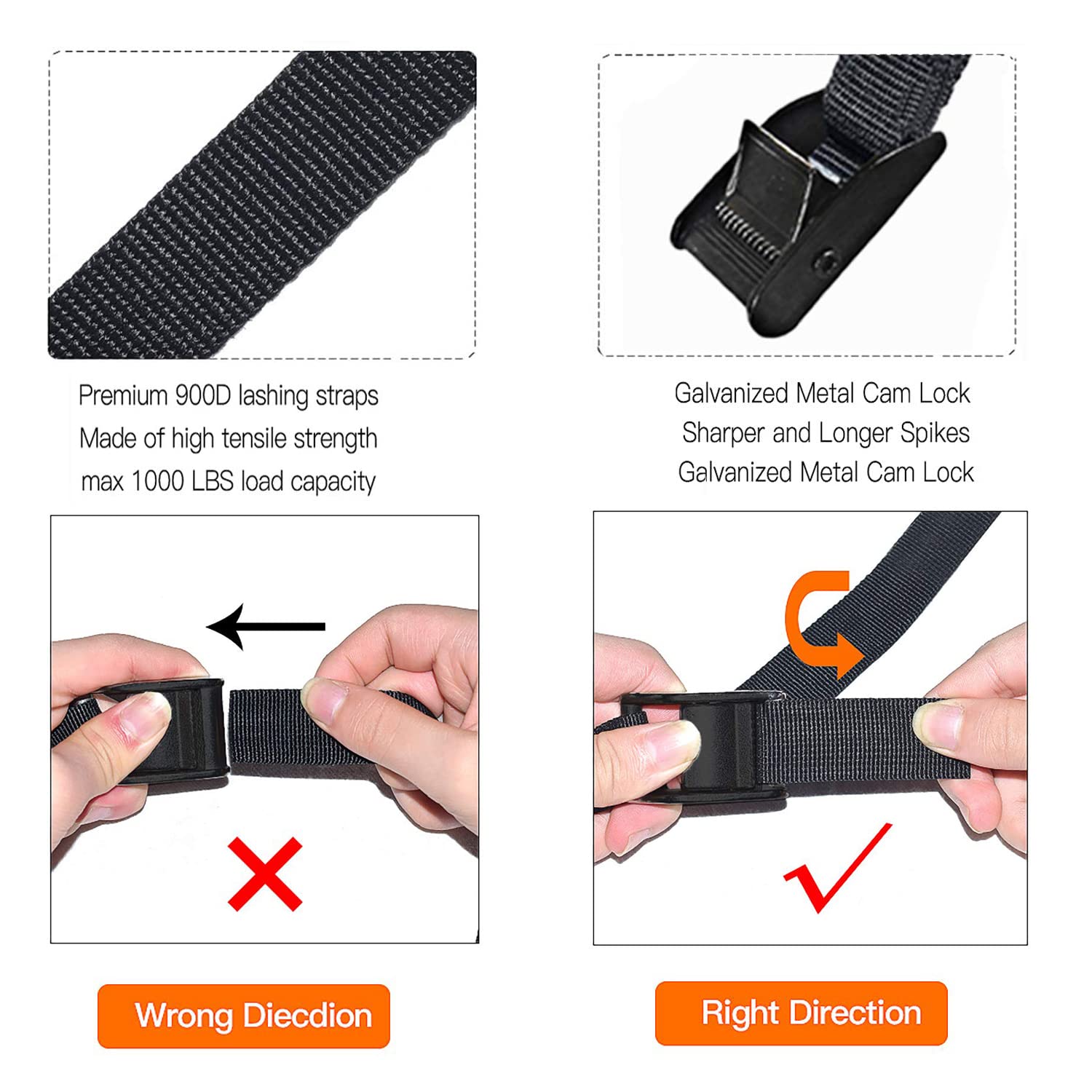 Premium Heavy Duty Ratchet Tie Down Straps 4-Pack - Adjustable Lashing Straps with Cam Buckle for Cargo, Luggage & Truck Securing - Ideal for Moving, Transport & Outdoor Adventures