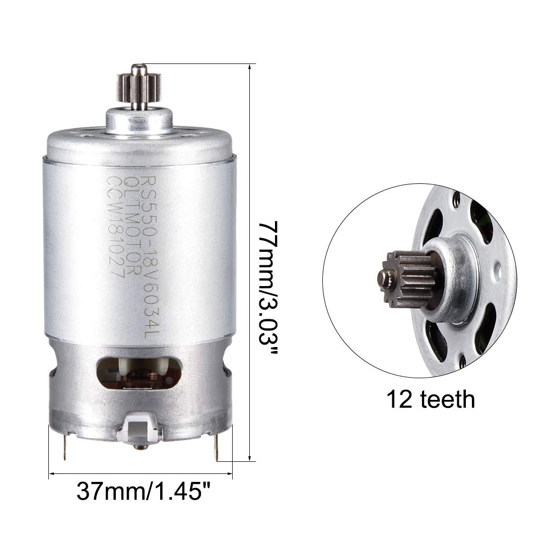uxcell DC 18V 20500RPM High Speed Electric Gear Motor with 12 Teeth - Perfect Replacement for Cordless Screwdrivers, Power Tools & DIY Projects