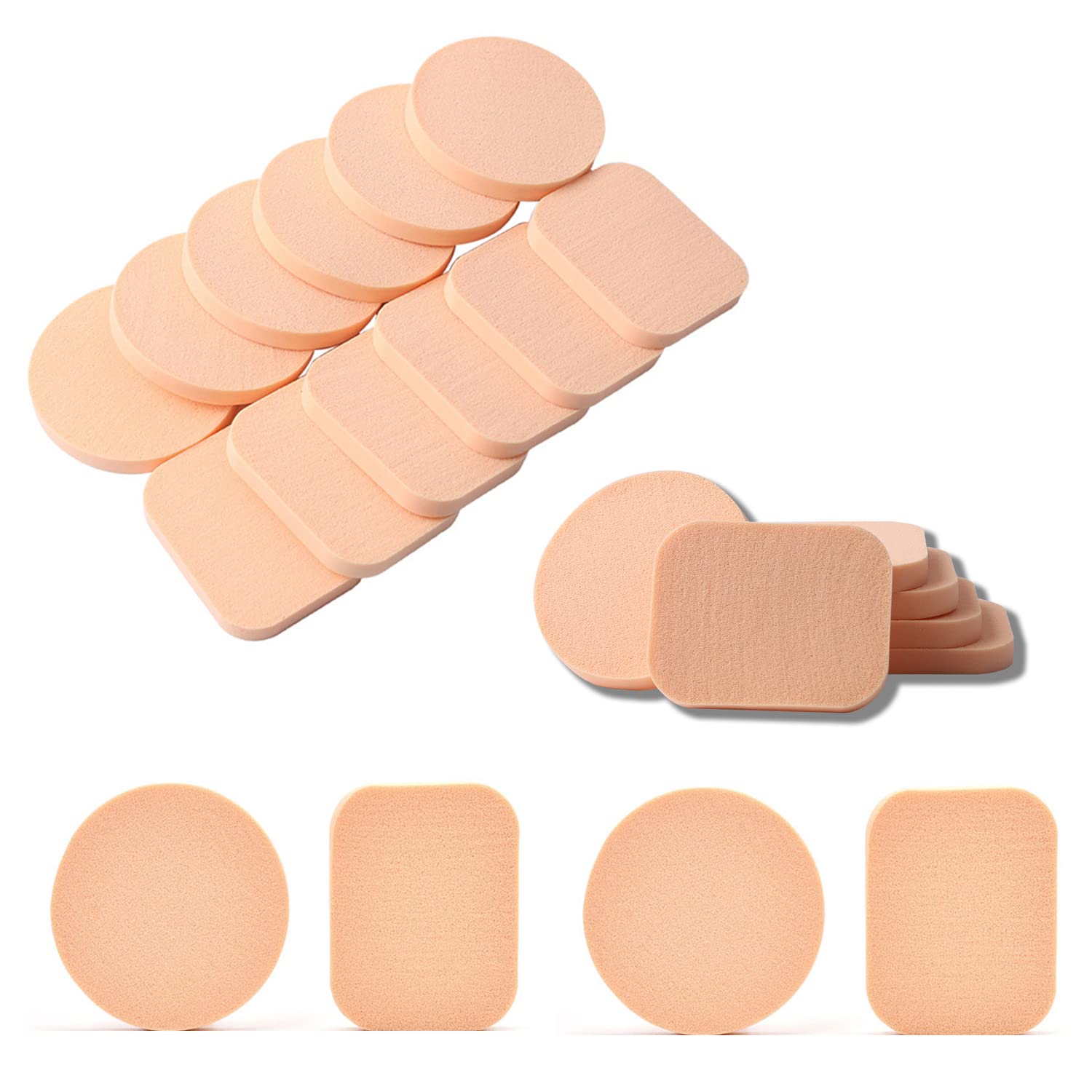 20 Pcs Makeup Sponges - Soft Beauty Blender for Liquid & Powder Foundation - Round & Square Cosmetic Puffs for Wet or Dry Use - Perfect for Flawless Makeup Application at Home or Professional Use