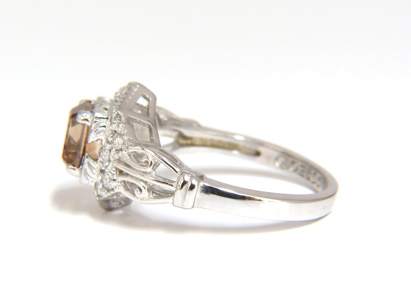 1.39ct Natural Fancy Brown Emerald Cut Diamond Ring VS2 Clarity - Victorian Deco Style for Engagement, Wedding & Anniversary Gifts