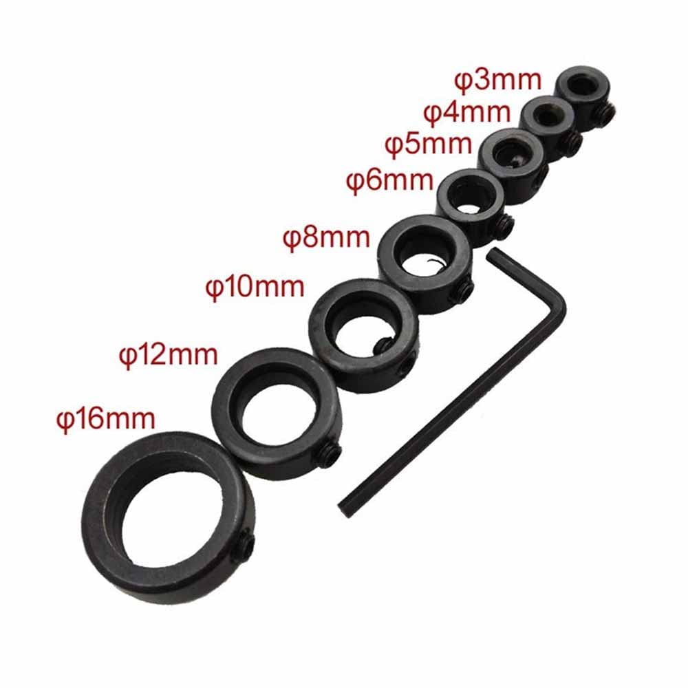 9PCS Small Wrench Drill Depth Stop Ring Set (3-16mm) - Precision Woodworking Drill Bit Limiter for Professional & DIY Projects - Perfect for Cabinet Making, Furniture Assembly & Wood Crafts