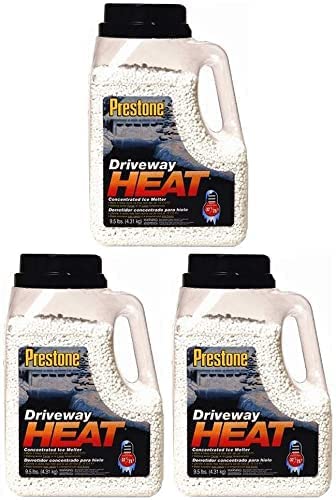 Prestone 9.5J-Heat Driveway Heat Concentrated Ice Melter - 9.5 lb (3 Pack) - Fast-Acting Snow & Ice Melt for Driveways, Sidewalks & Steps in Winter Storms