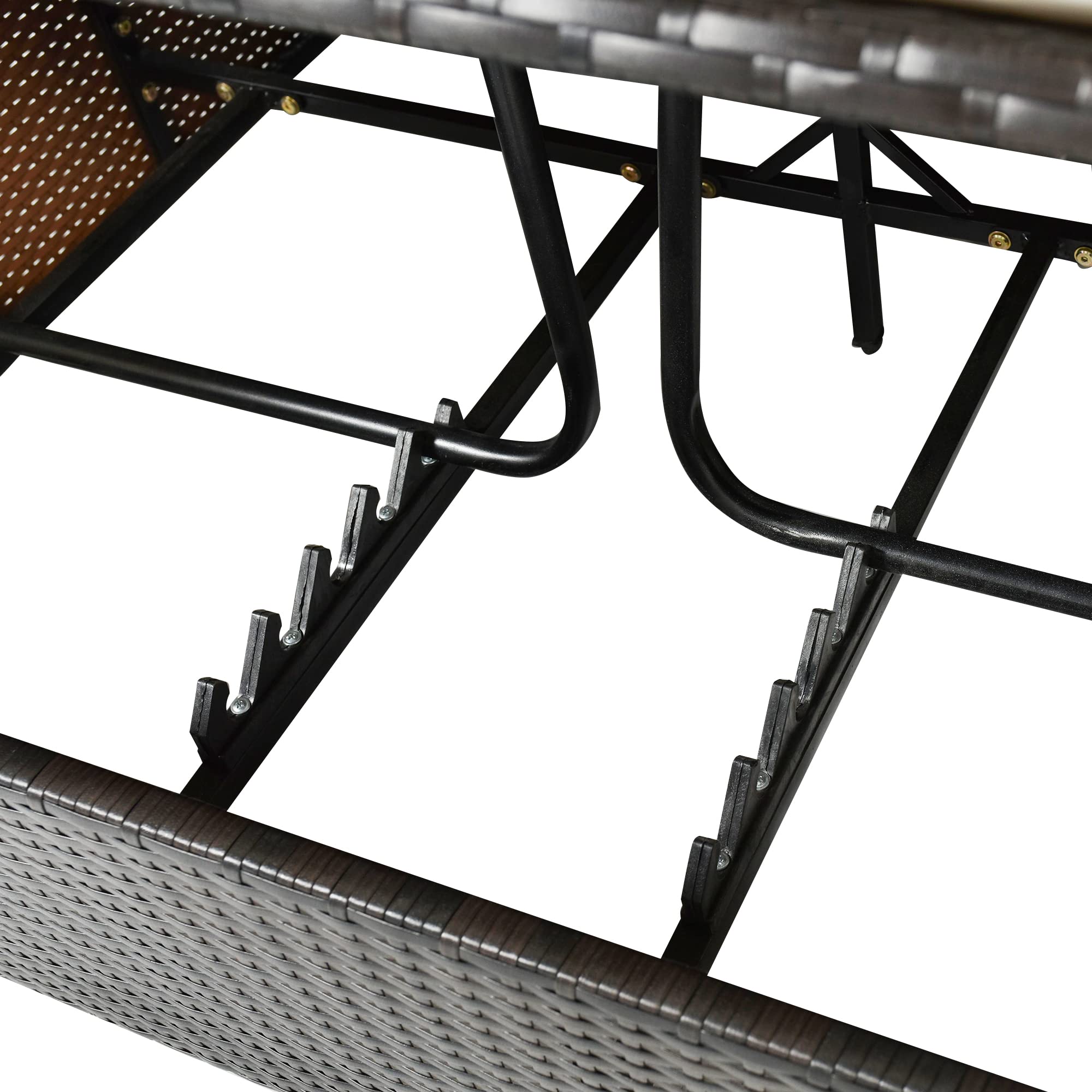 Premium Outdoor Patio PE Rattan Wicker Sunbed Daybed with Adjustable Seats, Cushions & 4-Sided Canopy - Waterproof Lounge Chaise for Poolside, Backyard, Deck, Garden (Black & Orange) - Perfect for Relaxing, Sunbathing & Outdoor Lounging