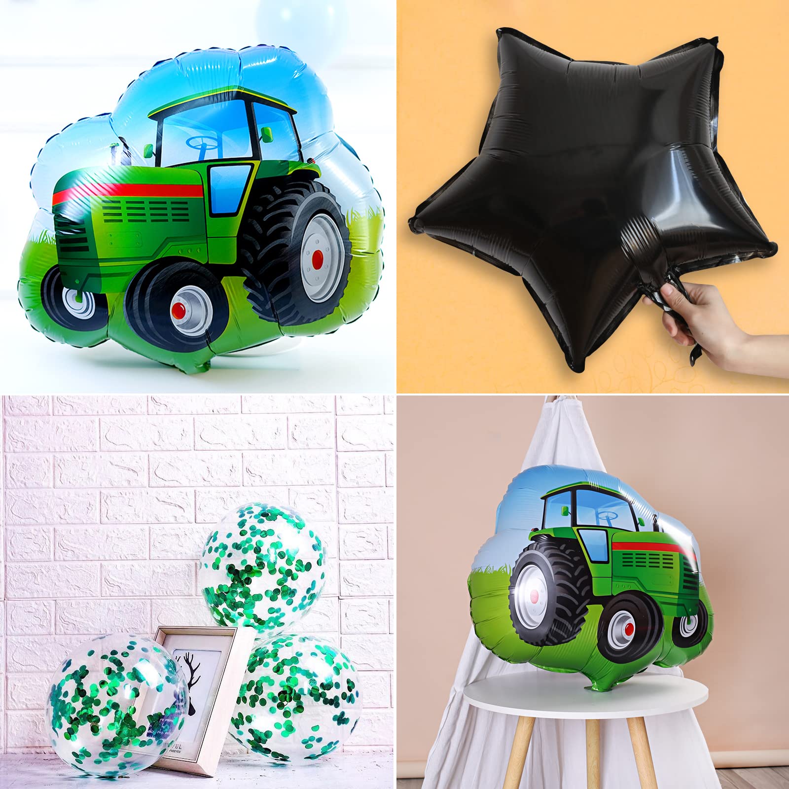 Jumbo 32 Inch Green Number 2 Tractor Foil Balloons - Farm Theme Birthday Decorations for 2nd Birthday Party, Baby Shower & Kids Celebration - Perfect for Outdoor Decor, Photo Backdrops & Party Centerpieces