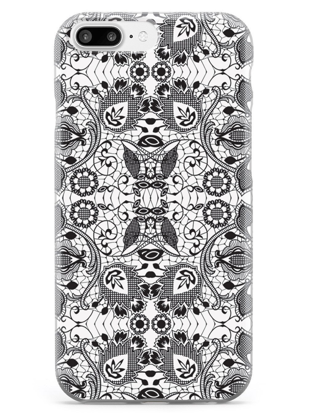 **Inspired Cases - iPhone 8 Plus Case, 3D Textured Protective Cover with Lace Pattern (Black) - Shockproof & Slim Design for Apple iPhone 8 Plus - Perfect for Daily Use, Travel & Gifts**