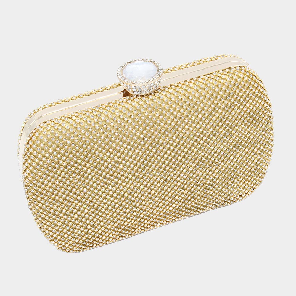Elegant Gold Rectangle Evening Clutch Purse for Women - Sparkly Crossbody Bag for Parties, Weddings & Special Occasions