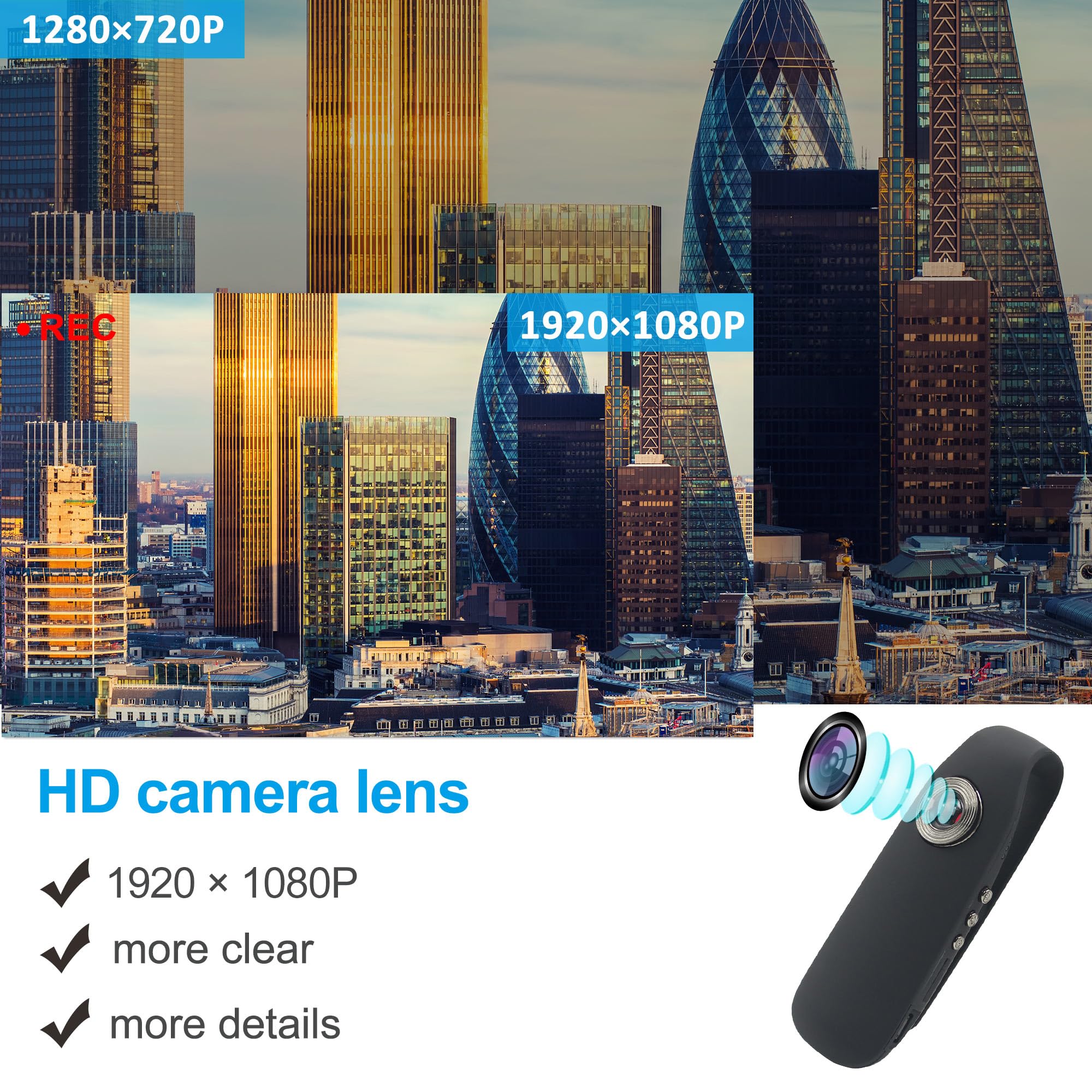 Mini Body Camera 1080P HD - Wearable Sports Camera with Video, Audio & Motion Detection - Portable Video Recorder for Cycling, Hiking, Security, Law Enforcement & Outdoor Adventures