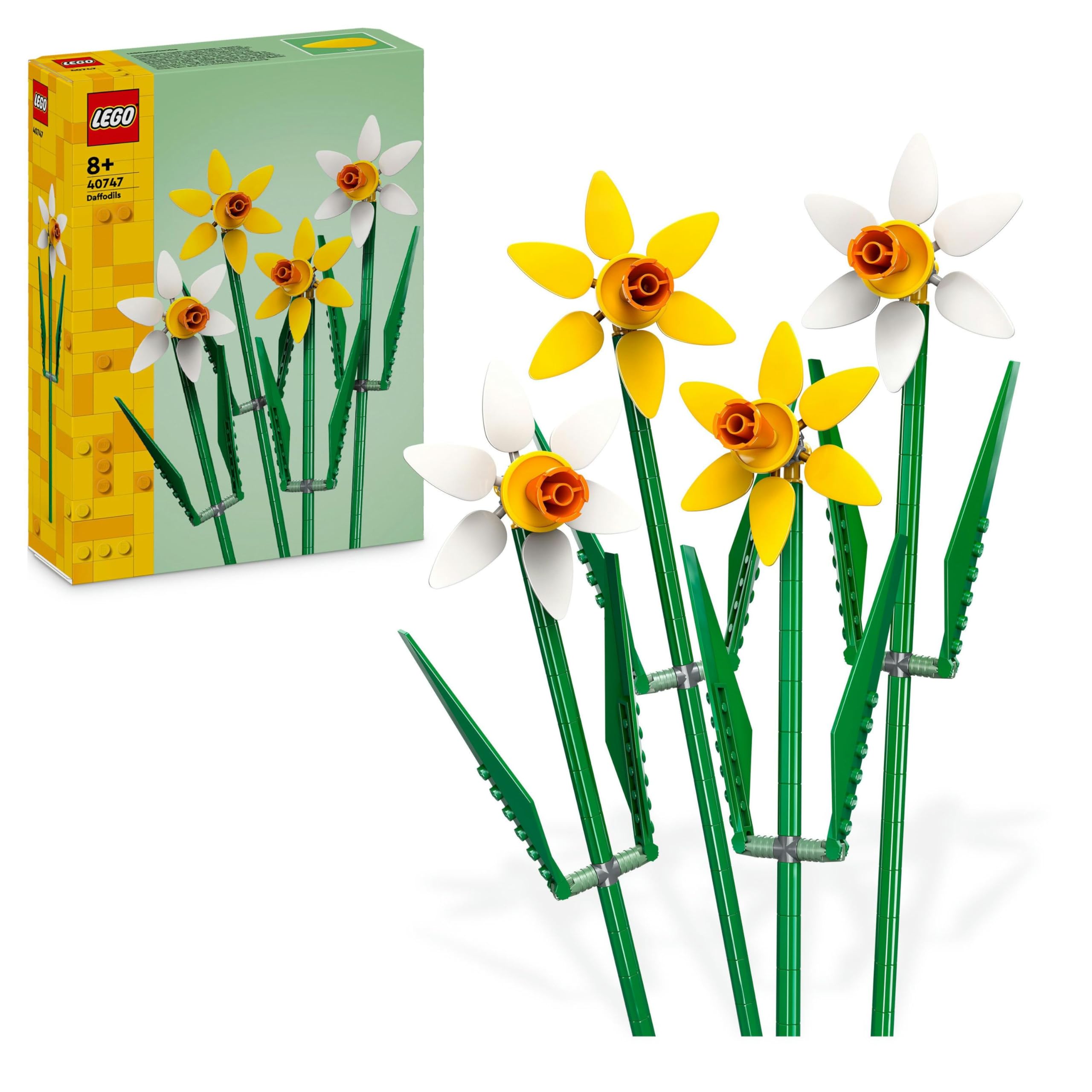 LEGO Botanicals Jonquilles Building Kit - Artificial Flower Construction Set - Easter Home & Office Decor - DIY Bouquet for Kids & Adults Ages 8+ (Model 40747) - Perfect Gift for Spring Celebrations, Room Decor, and Creative Play