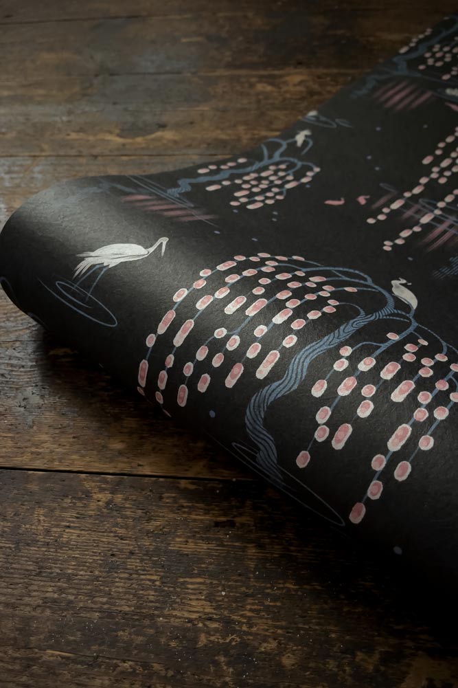 Divine Savages Kyoto Blossom Black Cherry Peel and Stick Wallpaper - Self-Adhesive Removable Wallpaper for Bedroom, Living Room, Nursery, and Home Decor