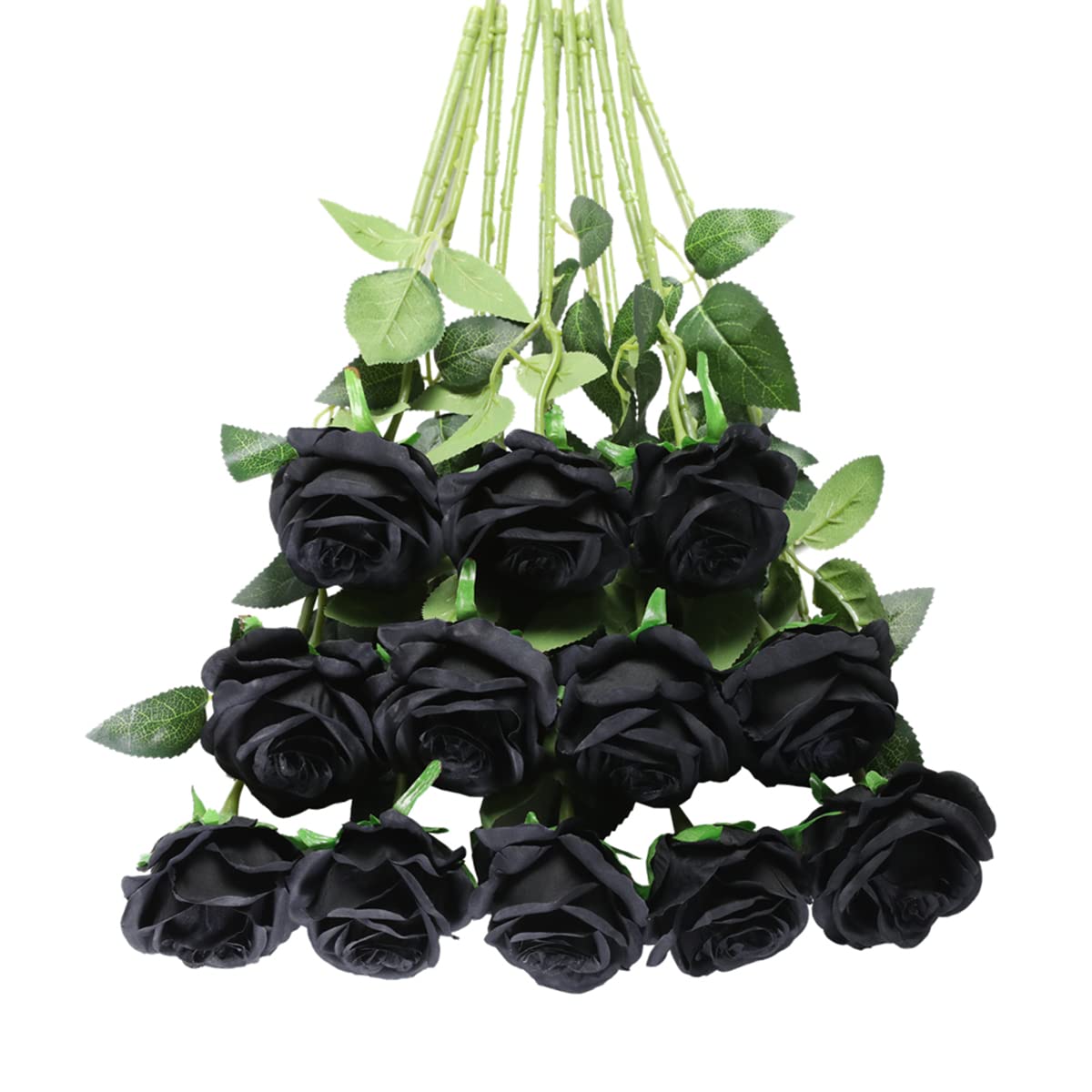 Tifuly 12PCS Black Artificial Silk Roses - Realistic Fake Single Stem Flowers for Wedding Bouquets, Party Decor, Home, Hotel & Office Decoration (Black) | Perfect for Centerpieces, Table Arrangements & Romantic Gift Giving