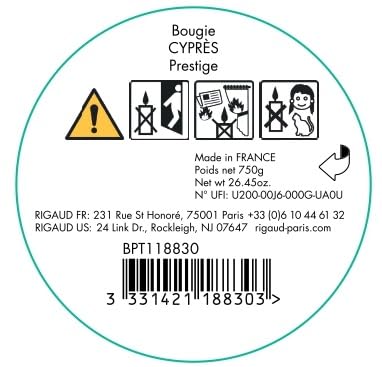 Rigaud Cypres Prestige Luxury Scented Candle - 750g French-Made Home Fragrance for Relaxation & Aromatherapy | Perfect for Bedroom, Bathroom & Living Room Décor