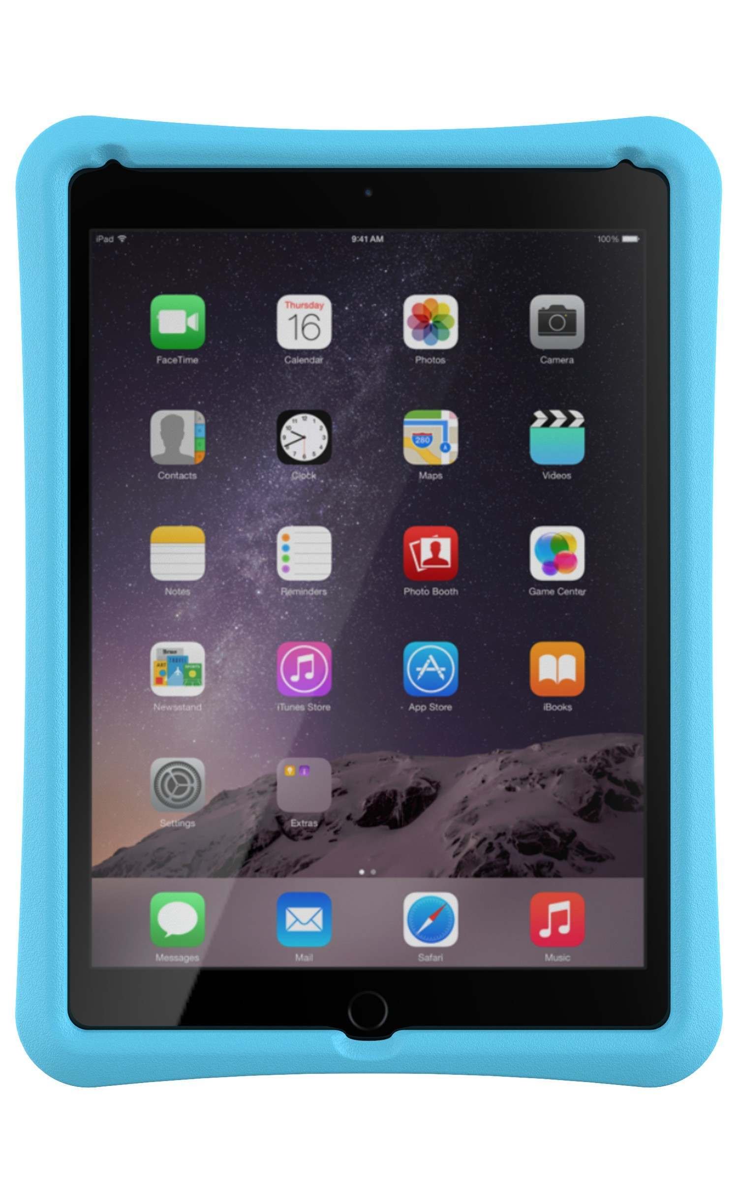 Evo Play Protective Case for iPad Air 2 - Shockproof Kids Tablet Cover with Handle, Blue & Green Design - Perfect for School, Travel & Home Learning