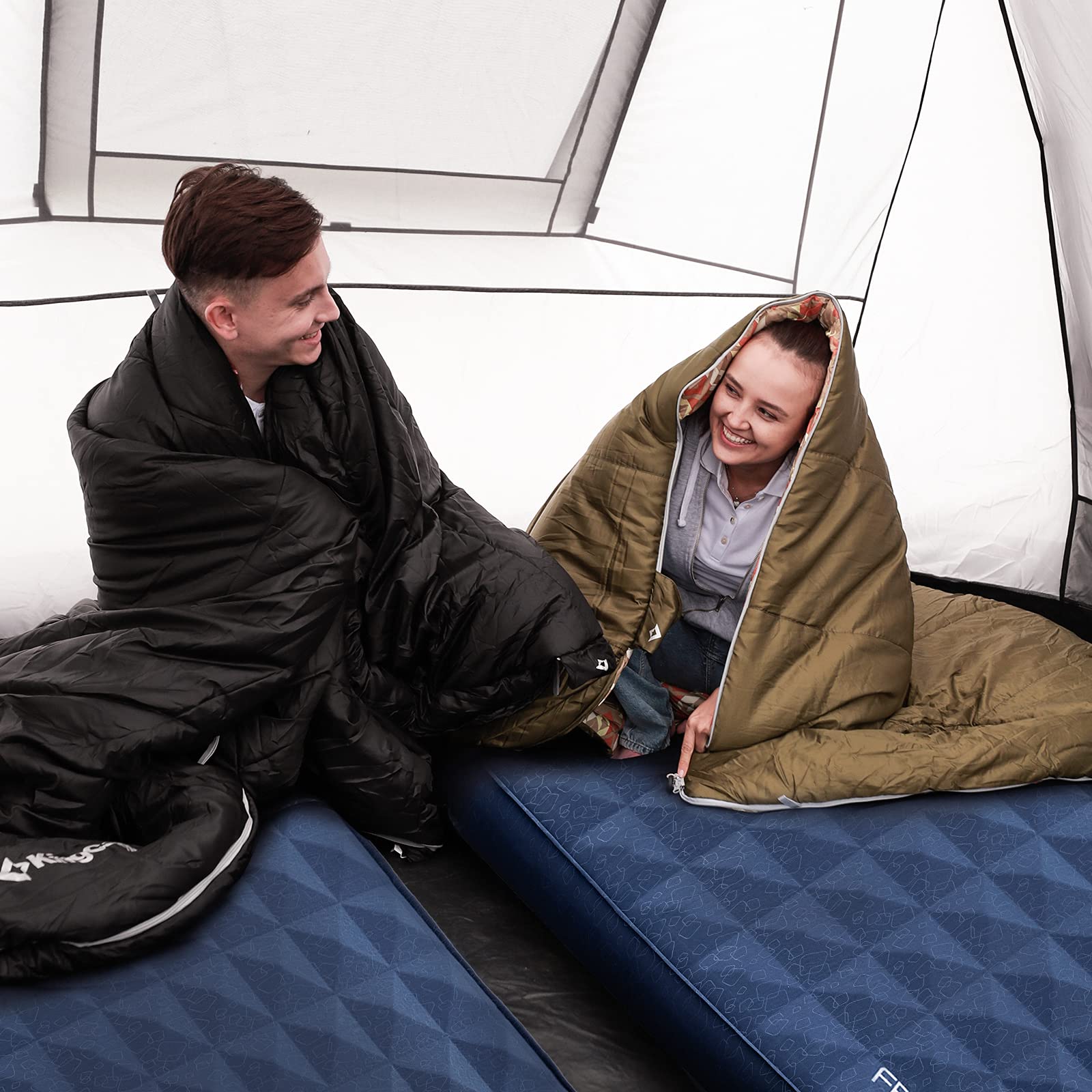 KingCamp Self-Inflating Camping Sleeping Pad with Built-in Pillow - Ultralight, Durable Air Mattress for Backpacking, Hiking & Outdoor Adventures (4 Sizes: Single/Double) - Perfect for Tents, RVs & Car Camping