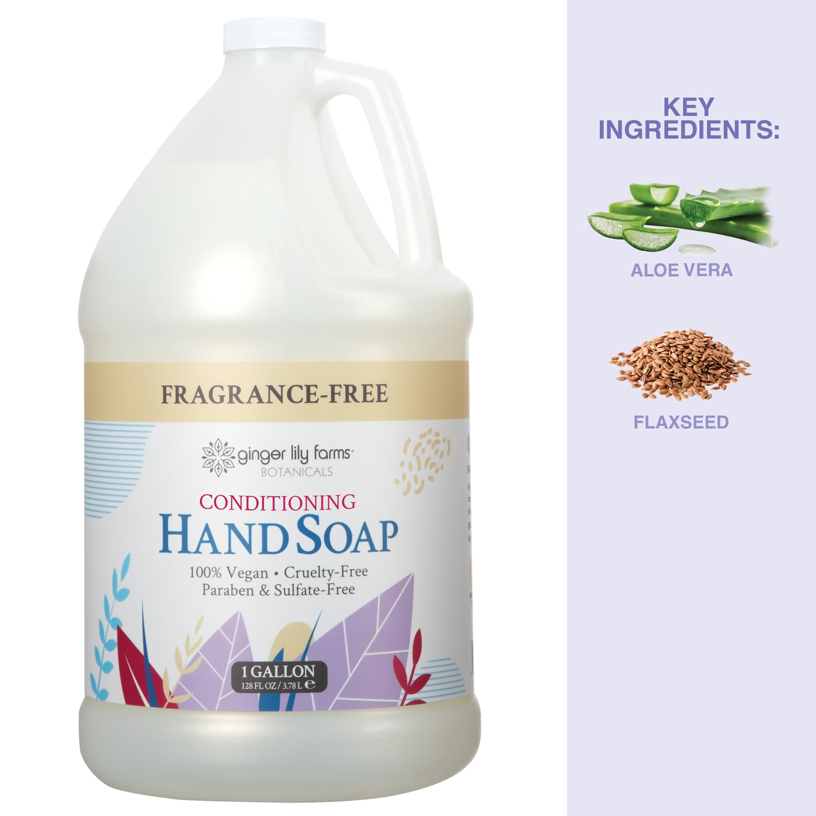 Ginger Lily Farms Botanicals All-Purpose Natural Fragrance-Free Hand Soap Refill - 1 Gallon (128 oz) Bulk Liquid Soap for Home, Kitchen & Commercial Use - Case of 4 - Ideal for Restaurants, Offices & Healthcare Facilities