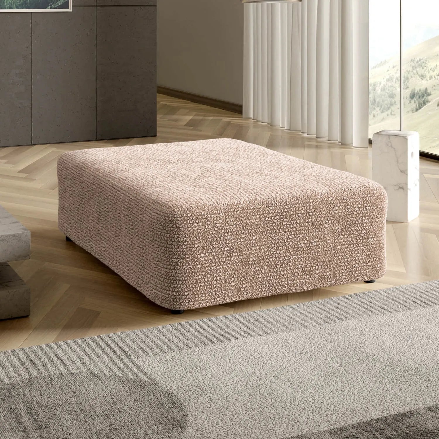 Large Ottoman Slipcover - Microfiber Collection for Living Room, Bedroom & Home Decor | Washable & Durable Furniture Cover