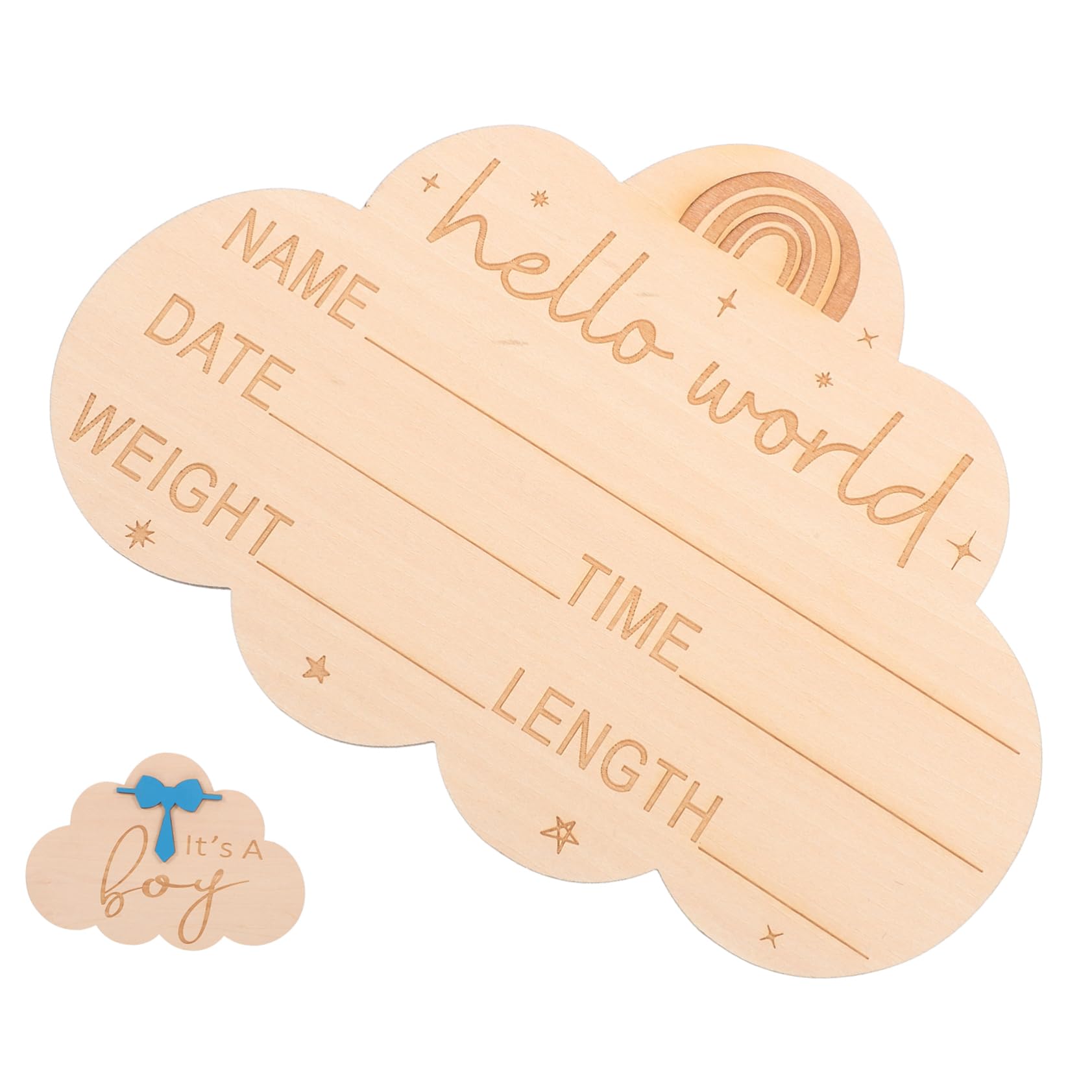 iFundom 5-Piece Wooden Growth Discs & Announcement Cards Set - Baby Milestone Photo Props, Welcome Sign for Newborn, Birthday, Pregnancy Announcement - Perfect for Baby Showers, Gender Reveals & Family Photo Shoots