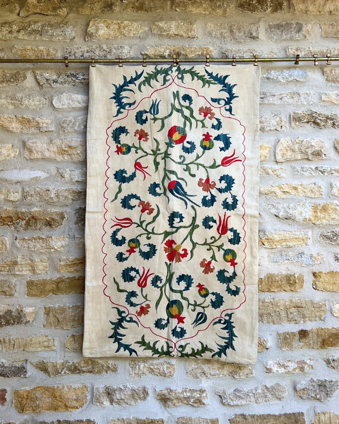Handmade Suzani Medium 061 - Authentic Uzbek Embroidery Pillow Cover for Boho Home Decor, Living Room & Bedroom Accent