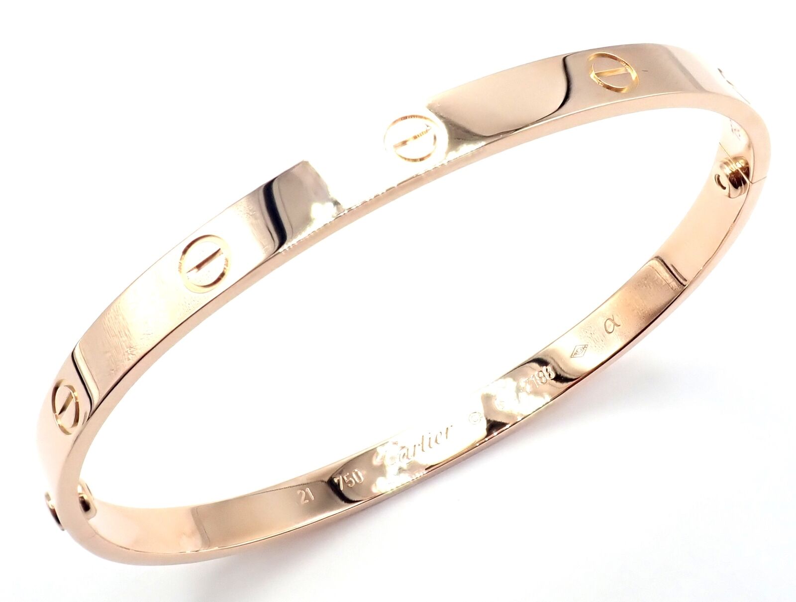 Authentic Cartier 18k Rose Gold Love Bangle Bracelet - Size 21 - Luxury Jewelry for Women - Perfect for Anniversaries, Weddings & Special Occasions