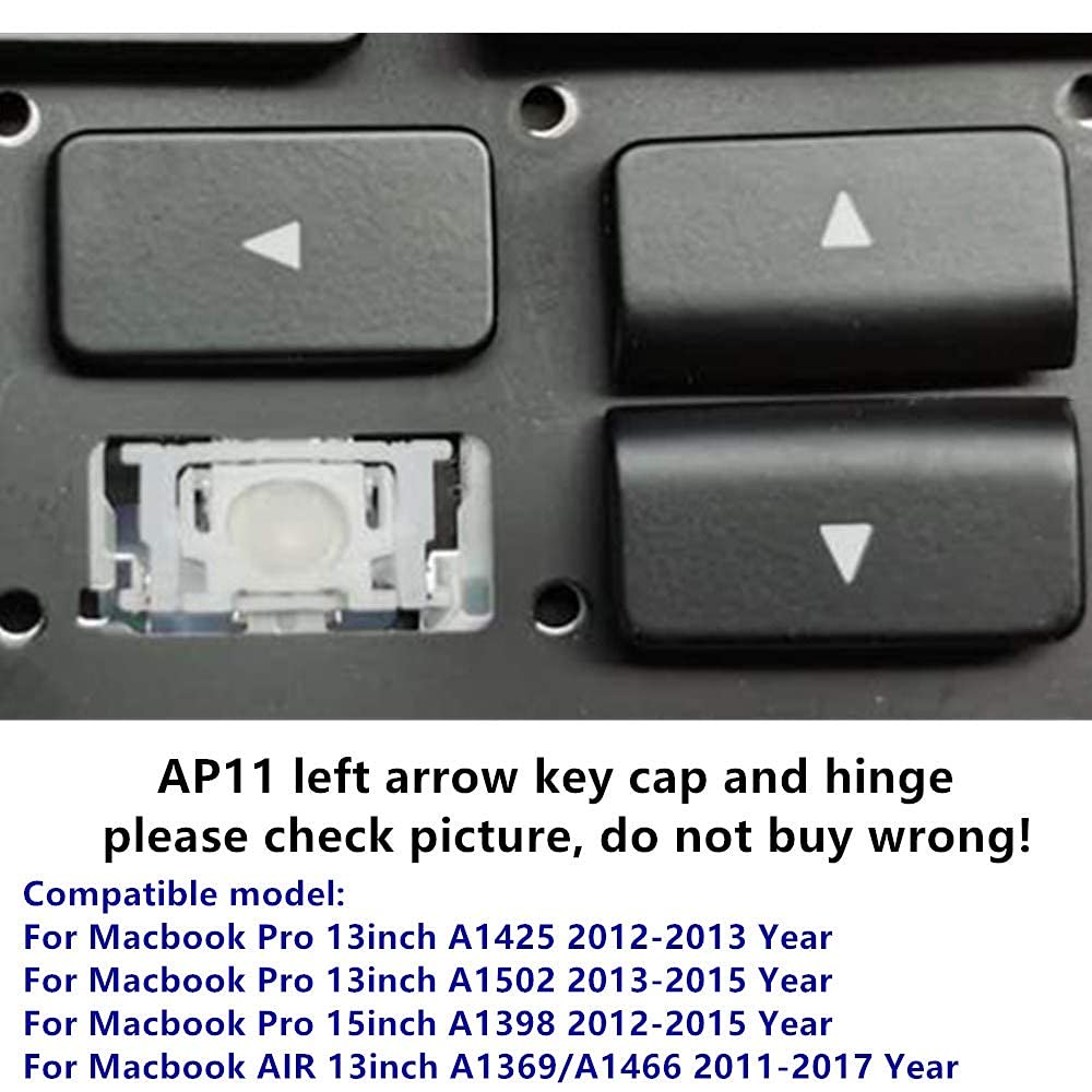 MacBook Pro A1425 A1502 A1398 & MacBook Air A1369 A1466 Left Arrow Key Cap Replacement with Hinges - Compatible Keyboard Repair Part for Typing & Gaming