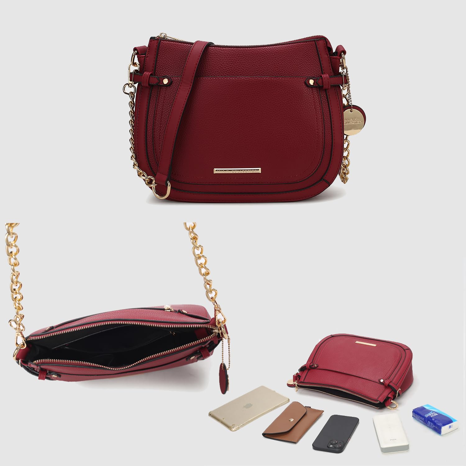 MKF Collection Women's Vegan Leather Shoulder Bag - Stylish Crossbody Handbag & Messenger Purse by Mia K | Perfect for Work, Travel & Everyday Use
